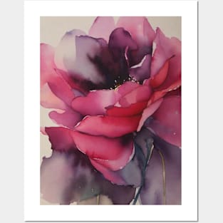 Watercolour Pink Flower Posters and Art